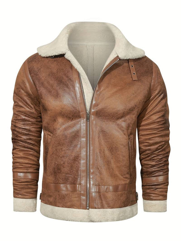 Nathan® | The Distressed Brown Shearling Bomber Jacket