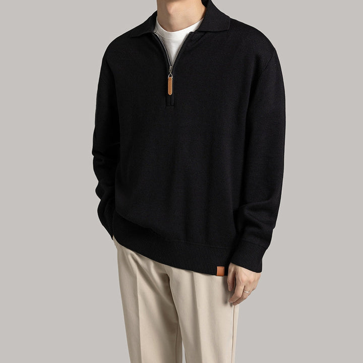 Caron | Half-Zip Knit Polo Sweater