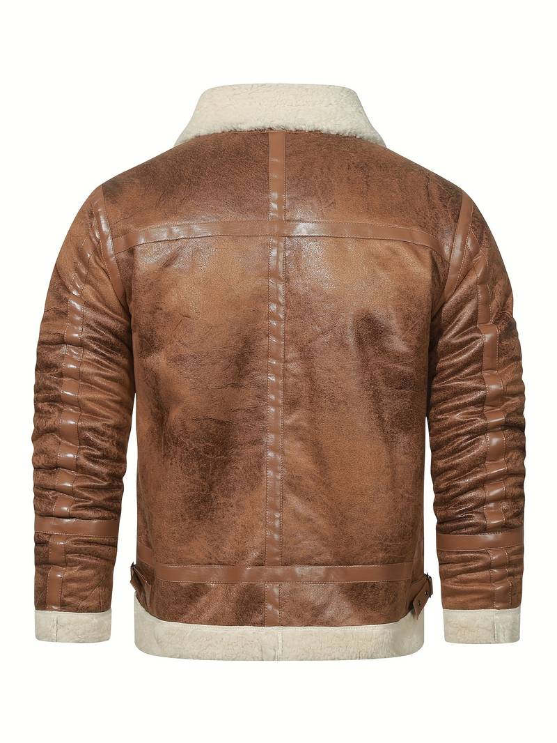 Nathan® | The Distressed Brown Shearling Bomber Jacket