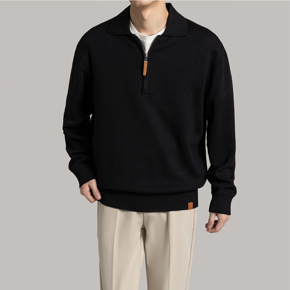 Caron | Half-Zip Knit Polo Sweater