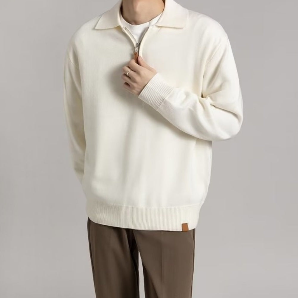 Caron | Half-Zip Knit Polo Sweater